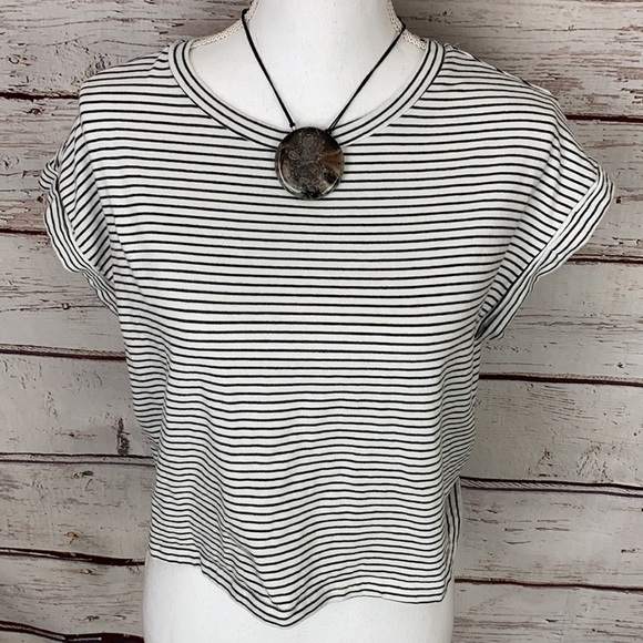 SHEIN Black/White Stripe Crop Top Small - Picture 2 of 10